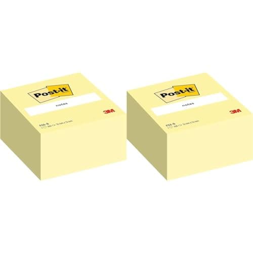 Image of Post-it Sticky Notes Cube Canary Yellow, Pack of 2 Pad, of 450 Sheets, 76 mm x 76 mm, Pink, Yellow, Orange, Green Colors - Self-Stick Notes for Note Taking, to Do Lists & Reminders