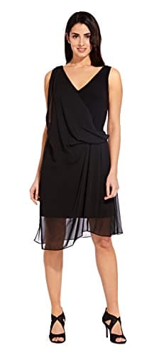 Image of Adrianna Papell Women's Chiffon Overlay Sheath Dress, Black, 16