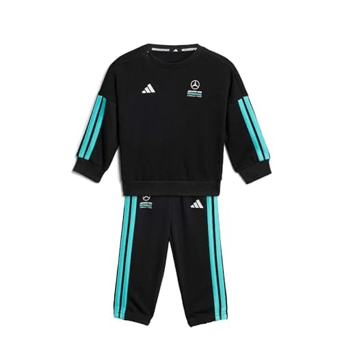 Image of adidas Unisex Baby MERCEDES - AMG PETRONAS FORMULA 1 TEAM DNA BABY JOGGER LONG SLEEVE, black/semi mint rush, 12-18 Months