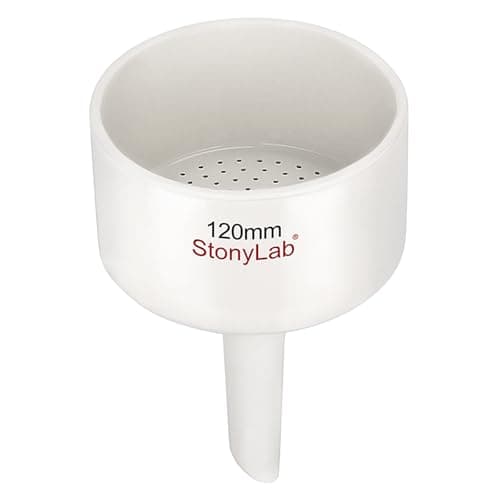 Image of StonyLab Porcelain Buchner Funnel 120 mm, Porcelain Buchner Filter Funnel OD 12 cm for Laboratory