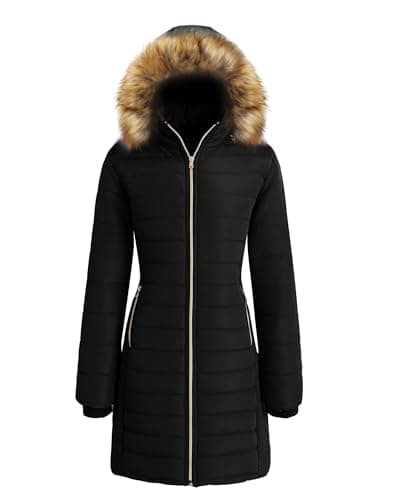 Image of Wantdo Women's Classic Hooded Jacket Winter Outdoor Parka Coat Ladies Slim Fit Jackets Windproof Outerwear Coat Black S