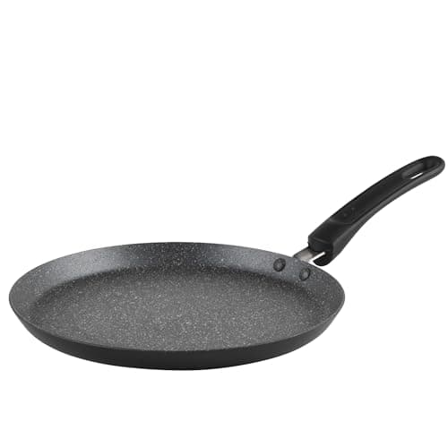 Image of Russell Hobbs Metallic Marble Pancake Pan - 25cm Crepe Frying Pan, 9.8" Non-Stick Flat Skillet Griddle, Suitable for Induction Hobs, Soft Grip Handle, Durable Forged Aluminium, Easy Clean