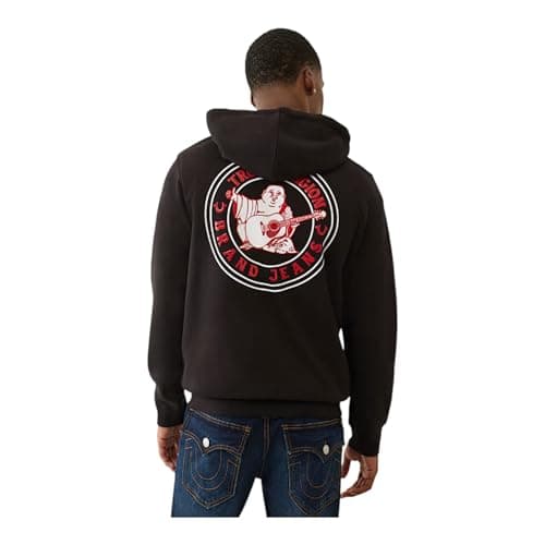 Image of True Religion Men's Budda Seal Zip Hoodie, Jet Black, XL
