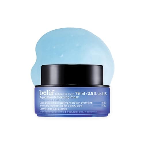 Image of belif Aqua bomb sleeping mask | Pillow proof jelly-pudding overnight sleeping mask, hydrating, brightening and revitalise skin with hyaluronic & niacinamide, Korean skincare, Korean beauty (50ml)
