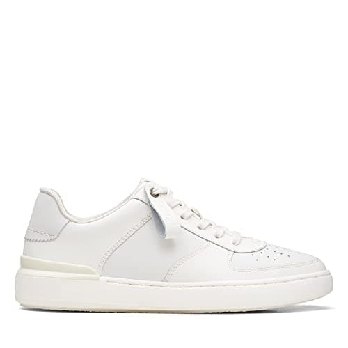 Image of Clarks Men's Courtlite Tie Sneaker, White Leather, 10.5 UK
