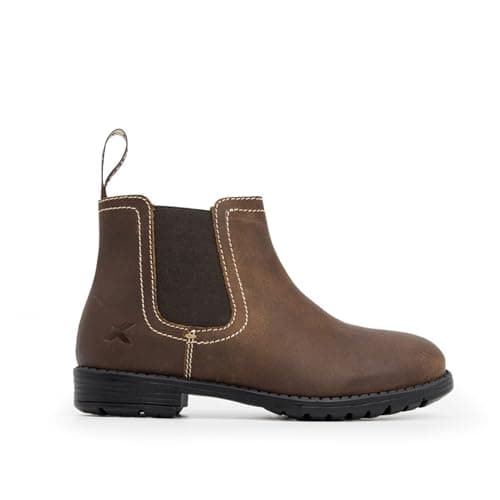 Image of Xpert - Heritage Farrier Junior Chelsea Boots For Kids. Unisex Leather Ankle Boots For Everyday Wear. Easy To Clean And Durable Dealer Farm Boots For Boys And Girls (Rustic Brown, 2UK)