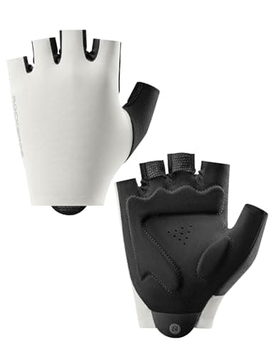 Image of ROCKBROS Cycling Gloves Half Finger Mountain Road Biking Gloves Anti Slip Shock Absorbing Fingerless Mitts for Hiking Climbing Camping Outdoor Sports XXL White