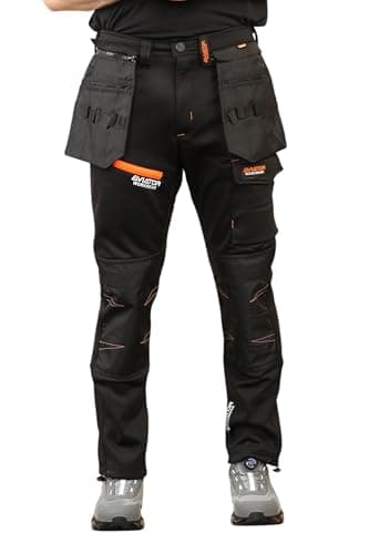 Image of Aviator London Men's Polyester Cargo Workwear Trousers (UK, Waist & Inseam, 32, 32, Black)