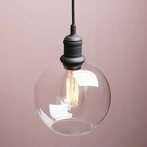 Image of Yosoan Lighting Industrial 7.9” Globe Pendant Light Fittings with Clear lampshade, Loft Bar Edison Hanging Ceiling Lights Decorative Lighting for for Kitchen Island Living Room Dining Room (Black)