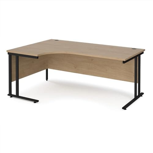 Image of Mr Office Maestro 25 left hand ergonomic desk - black cantilever leg, Kendal Oak, 1800
