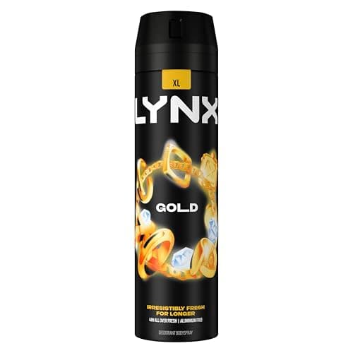 Image of Lynx Gold Aerosol Body Spray Men's Deodorant Spray with an oud wood & fresh vanilla scent for 48 hours of odour busting, high defnition fragrance 6x 200 ml