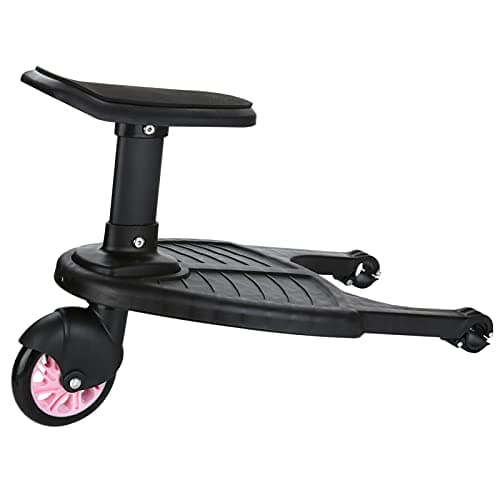 Image of Shoze Buggy Board with Seat Buggy Board Compatible With Pushchairs Extra-Large Platform Kiddy Board Standing Board Seat Children Stand Pedal for 2-7 Years Old Pink (Non-Universal)