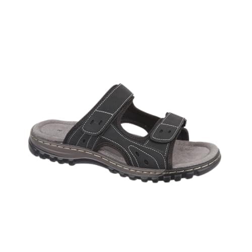 Image of Urban Jacks Men's Double Adjustable Strap Faux Leather Sport Trekking Hiking Mule Sandals (Black, UK Footwear Size System, Adult, Men, Numeric, Medium, 9)