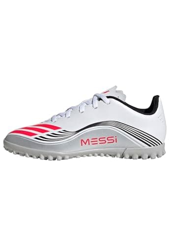 Image of adidas Unisex Kids F50 Messi Club Turf Football Boots Kids, FTWR White/Lucid red/Silver met., 5 UK