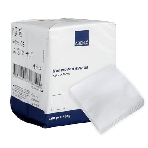 Image of ABENA Gauze Pads, 7.5x7.5cm, Pack of 100, Non-Sterile, Non-Adhesive Medical Swabs, Soft Absorbent Non-Woven Swabs for Injury Dressing, Skin Preparation & First Aid Use, Lint-Free Dressings for Wounds