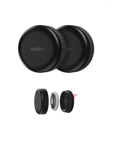 Image of Belkin Waterproof Apple AirTag Secure Holder with Adhesive, Durable Scratch-Resistant AirTag Case, Protective AirTag Keychain Accessory for Skateboard, Trailer, Drone, Bike, & More - Black (2-pack)