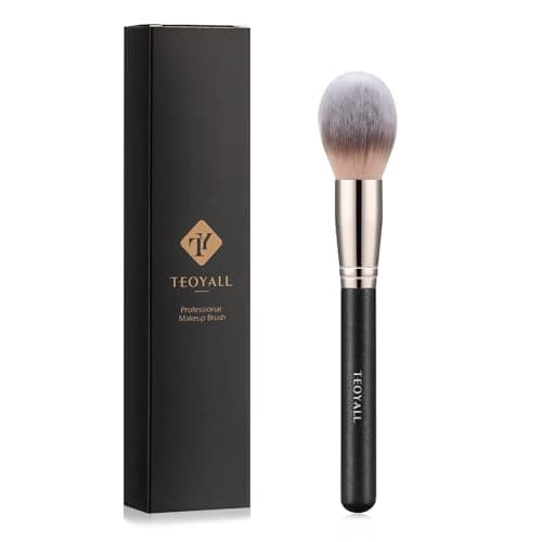 Image of TEOYALL Oval Blush Brush, Ultra Plush Fluffy Synthetic Bristles Powder Brush for Contour Bronzer Cheek with Loose Powder
