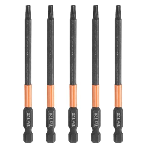 Image of sourcing map 5pcs T20 Torx Head Screwdriver Bit 4" (100mm) Long 1/4" Hex Shank Magnetic No Hole Tamper Proof 6 Point Star Screw Driver Drill Bits Phosphate S2 Steel Industrial Power Tools