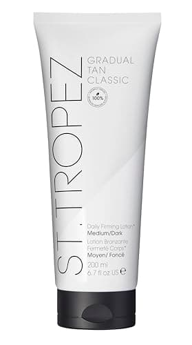 Image of St.Tropez Gradual Tan Firming Lotion, Medium/ Dark Shade, Sun Kissed Glow Self Tan Moisturiser, 5 Skincare Benefits, Vegan, Natural & Cruelty Free, 200 ml