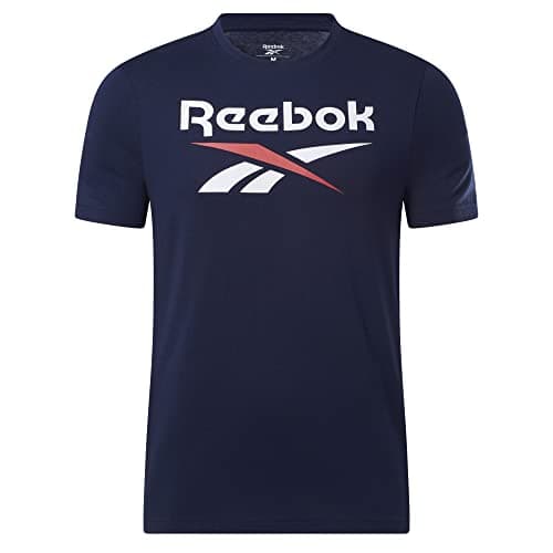 Image of Reebok Men's Identity Big Stacked Logo Tee T-Shirt, Vector Navy, XL