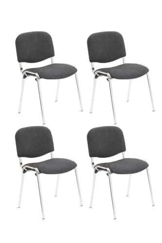 Image of Office Hippo Heavy Duty Meeting Chair, Versatile & Robust Stackable Reception Chair, Office or Conference Chair With Strong Frame & Padded Durable Seat, Up To 115kg Weight - Charcoal/Chrome, 4 Pack