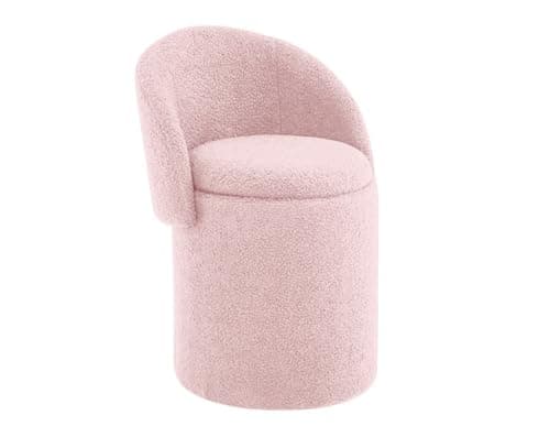 Image of A ASPECT Beth Boucle Dressing Table Stool,Round Stool With Storage (Pink)