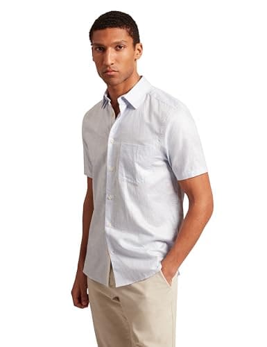 Image of Ted Baker London palomas-ss Linen Shirt, pl-Blue