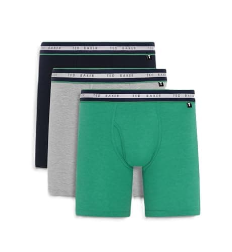 Image of Ted Baker Mens Boxers Brief, Cotton, 3-Pack, (TBB01), Navy/White/Green, L