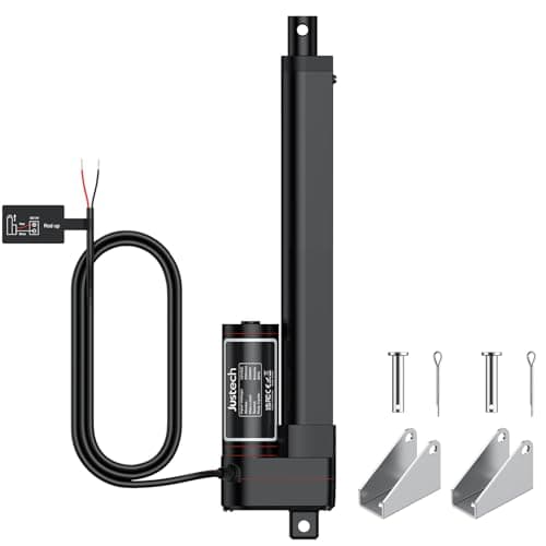 Image of Justech 12V Heavy-Duty Linear Actuator 450lbs/2000N-8inch/200mm Silent IP54 Electric Actuator with Brackets for Electric Windows, RV Adjustments, Solar Trackers, Industrial Machinery, Black