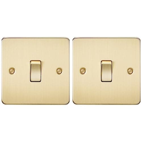 Image of KNIGHTSBRIDGE FP2000BB Flat Plate 10AX 1G 2 Way Switch-Brushed Brass (Pack of 2)