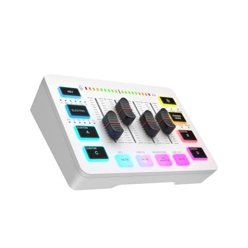 Image of DJ Mixer, Gaming Mixer,Streaming 4-Channel RGB Mixer With XLR Microphone Interface,for Game Voice,Podcast(Bianco)