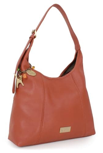 Image of Catwalk Collection Handbags - Women's Soft Leather Hobo Shoulder Bag - Medium to Large Tote Bag With Zip For Women - Multiple Pockets - Bethany - Tan