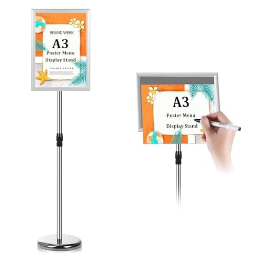 Image of DMSELL Adjustable A3 Poster Floor Stand, A3 Poster Sign Holder, Menu Display Notice Stand for Wedding/Business Activities Display