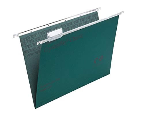 Image of Rexel Foolscap Suspension Files with Tabs and Inserts for Filing Cabinets, 15 mm V base, 100 Percent Recycled Manilla, Green, Crystalfile Classic, Pack of 50, 78016