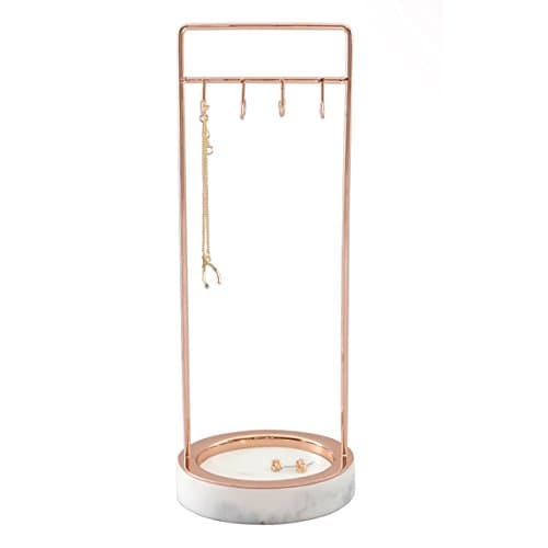 Image of Stackers - 8 Hook Rose Gold Jewellery Hanger with Marble Finish Base