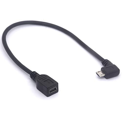 Image of Right Angle Micro USB to Mini USB Female Cable Extender - 90 degree B Micro Usb Male to Mini Female Connector Adapter for MP3 Camera Smartphone Tablets (Right)