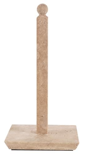 Image of SPESHSTONES Travertine Paper Towel Holder 12.5 Inch Stone Paper Towels Organizer for Kitchen Countertop Storage, Freestanding Toilet Paper Roll Stand for Bathroom Decor
