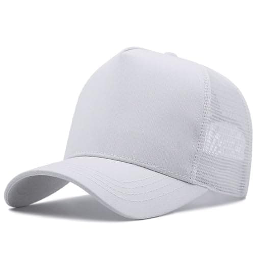 Image of Oversize XXL Mesh Trucker Hat for Men Big Head Hats High Crown Baseball Cap Adjustable 23.6"-25.6" (UK, Alpha, One Size, White)