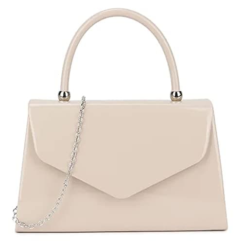 Image of fi9® BNWT Retro Tote Patent Leather Bridal Wedding Evening Handbag Party Purse Clutch Shoulder Hand Bag (Pale Nude)