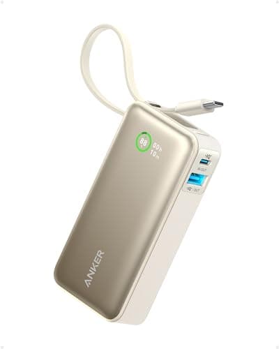 Image of Anker Nano Power Bank, 10,000mAh Portable Charger with Built-In USB-C Cable, PD 30W Output, Fast Charging Battery Pack for iPhone 16/15 Series, Galaxy, iPad, AirPods, and More