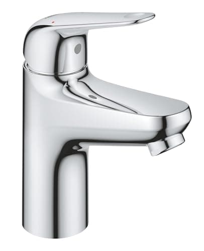 Image of GROHE Swift QuickFix – Smooth Body 1 Lever Basin Mixer Tap for Low Pressure (S-Size 162 mm, 28 mm Ceramic Cartridge, Water Saving, Tails 1/2 Inch, Easy to Fit with GROHE QuickTool), Chrome, 24324001
