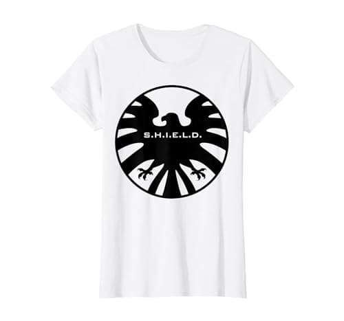 Image of Marvel Agents of S.H.I.E.L.D. Black Out Eagle Badge T-Shirt, Women, White, X-Large