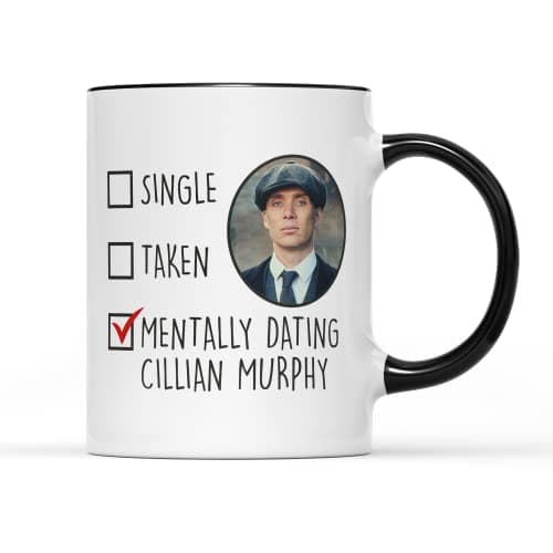 Image of SMARTYPANTS Mentally Dating Cillian Mug - Joke Funny Fun Novelty Crush Checklist Shelby Peaky Oppenheimer Actor Murphy Irish Cup Tea Coffee Gift Present (Black Handle)