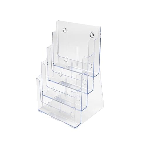 Image of Deflecto Countertop 4 Tier 4 Pocket A4 Portrait Multi-Tier Literature Holder - Magazine File Holder Holder - Leaflet Wall Mounting