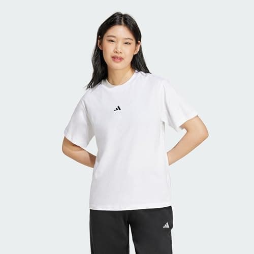 Image of adidas Women's Essentials Small Logo Cotton T-Shirt, White/Black, M