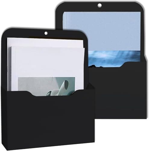 Image of Magnetic File Holder, 2 Pieces Magnetic Paper Holder Document Holder, File Cabinets and Fridge, Office Supplies Storage A4 Papers Letter Holder, Magnet, Organiser, for Whiteboards, Fridge, Black