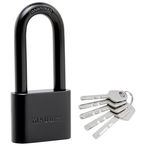 Image of Maudex® PBE50 Padlock - All-Weather Protection with 5 Keys, Brass Cylinder, Weather-Resistant Coating for Outdoor Shed, Gate, Storage & More