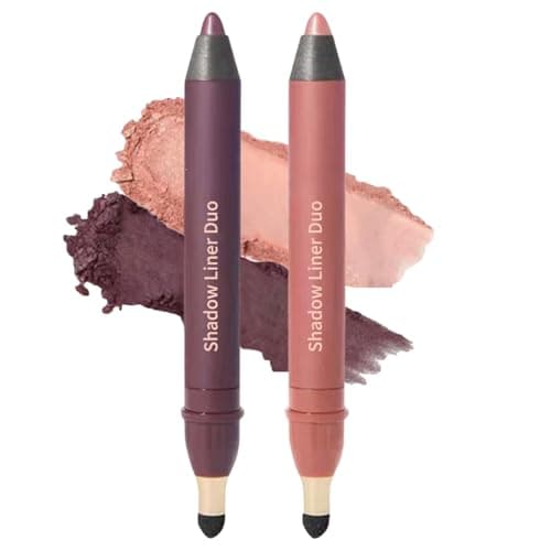 Image of 2Pcs Shadow Liner Duo 2-in-1 Eyeliner and Eyeshadow Stick, Plum Eyes Shadow Liner Duo, Waterproof Smudge-Proof, Long-Lasting Plum Eye Crayon for Effortless Smoky or Natural Makeup