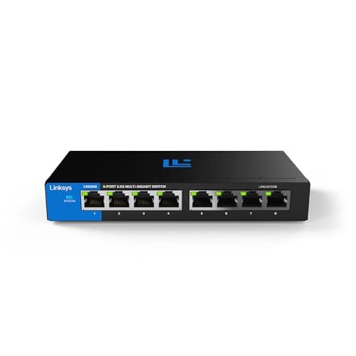 Image of Linksys 8-Port, 2.5G Multi-Gig Unmanaged Switch | Energy-Efficient Ethernet | Full-Duplex Flow Control | Ideal for Small and Home Office with Fanless Design and Metal Casing | Plug-and-Play