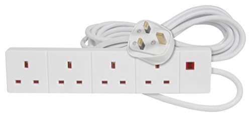 Image of Mercury | 4 Gang UK Mains Powered Extension Lead With Neon Light | 1 Metre White